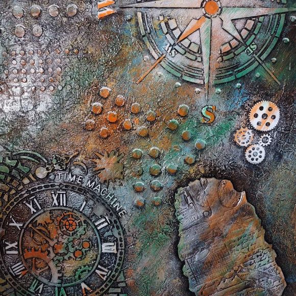 Acrylic Paint Collage Mandala Compass 3D - Picture 5 of 7